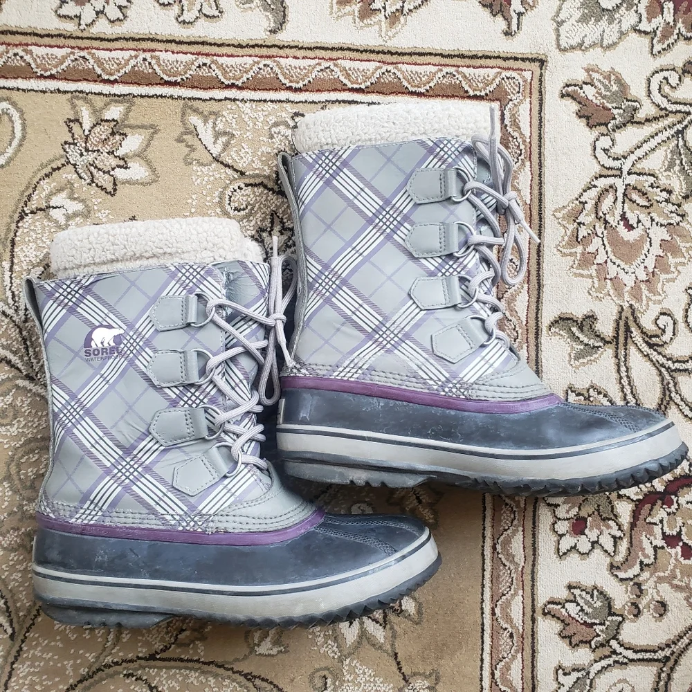 Sorel Boots 8 winter snow plaid 1964